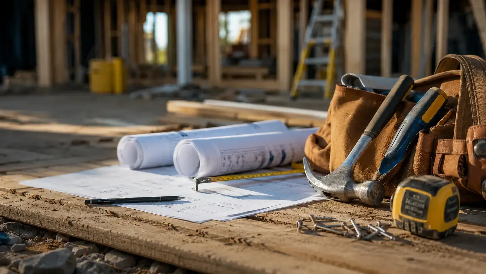 Construction professional completing project-site support work
